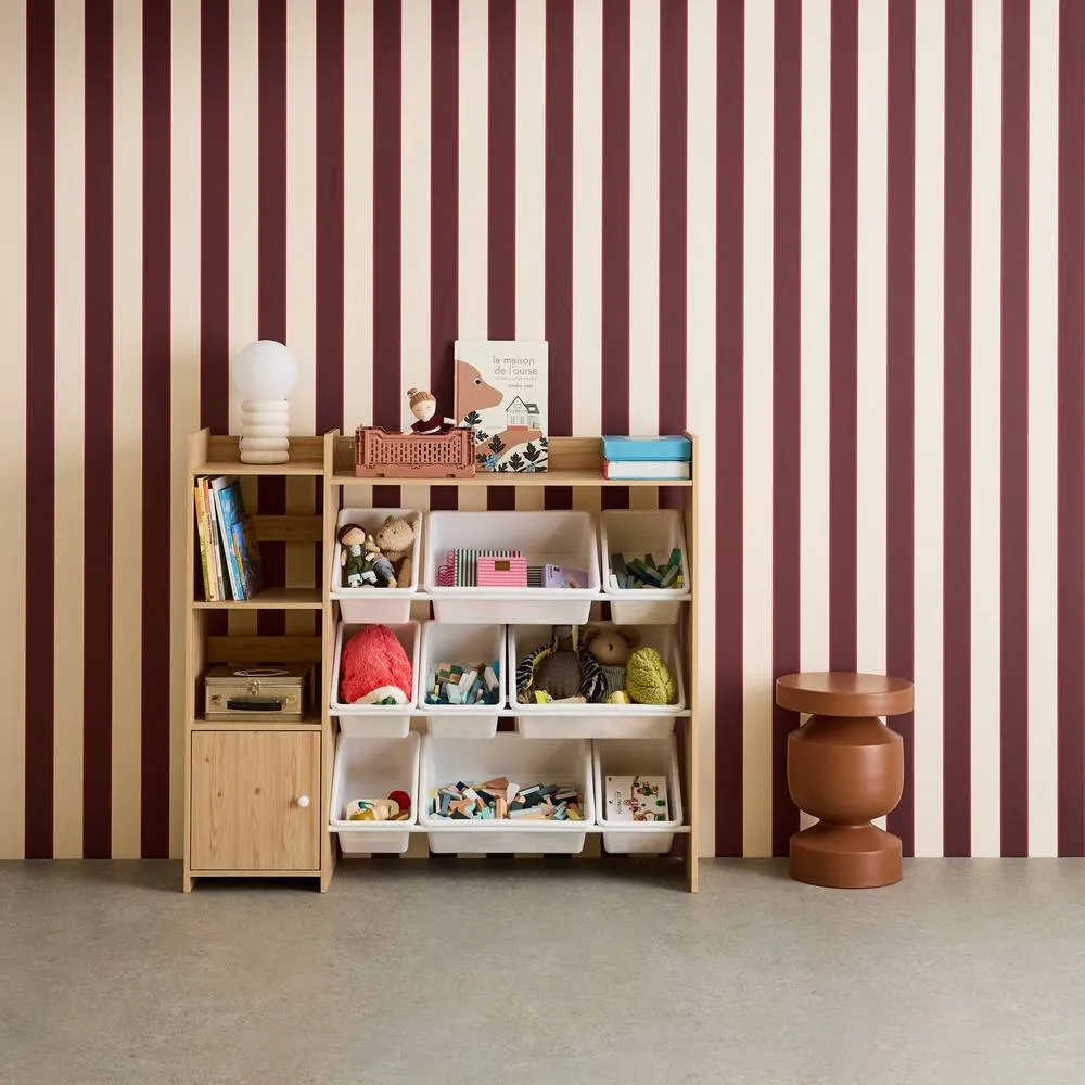 sweeek Children's storage unit with 9 storage boxes, 4 shelves, 1 door in Beige 4