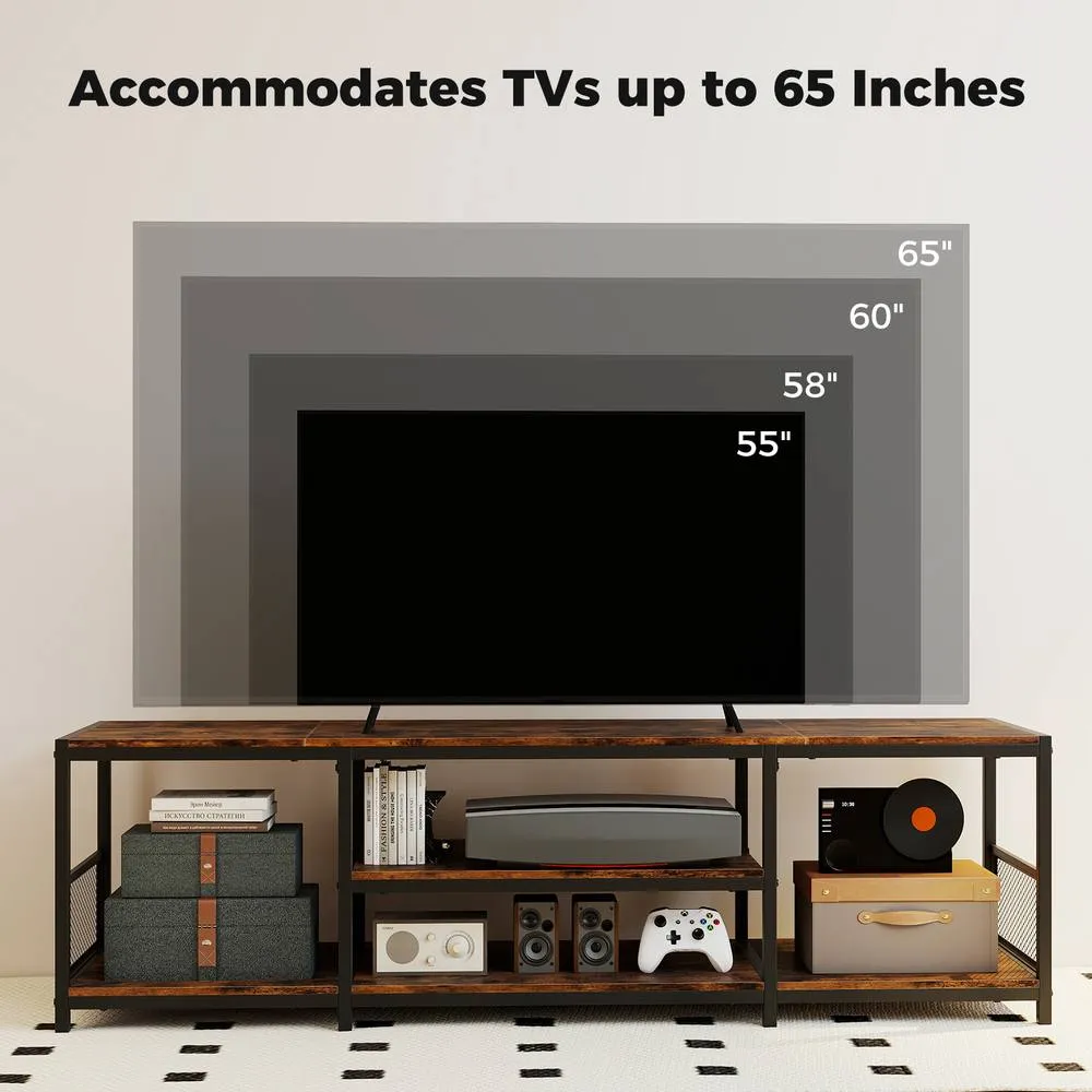 Costway Entertainment Center TV Stand for TVs up to 65 Inches in Brown 6
