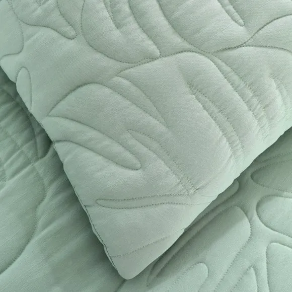 Tropical Leaf Embroidered Duvet Cover and Pillowcase Set 5
