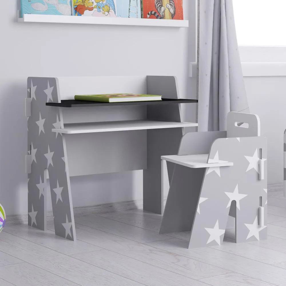 Star Grey and White Desk and Chair