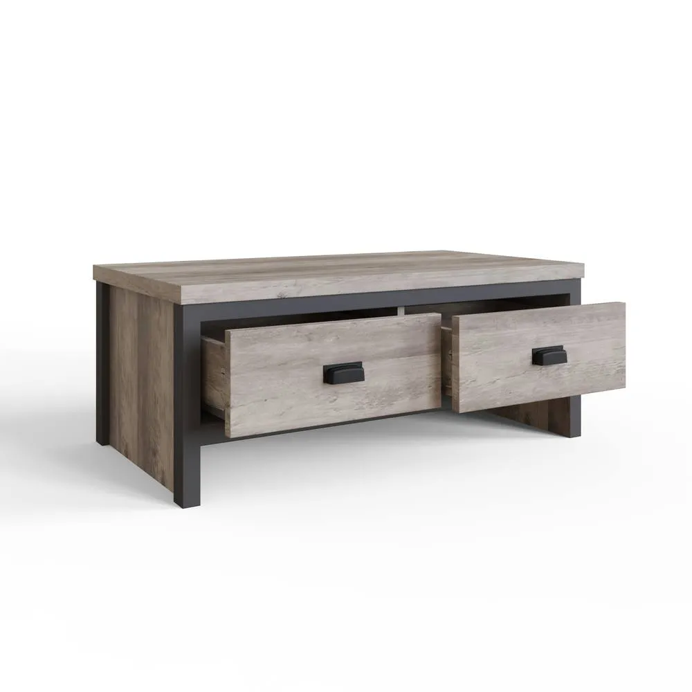 GFW Boston 2 Drawer Coffee Table in Grey 4