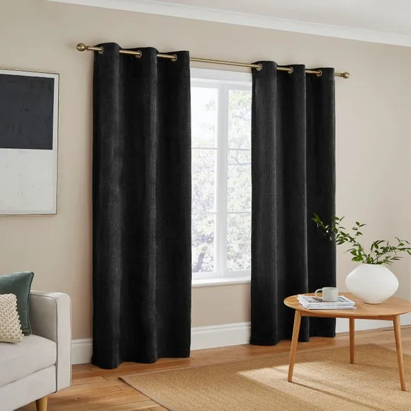 Ensley Chenille Blackout Thermal Eyelet Curtains 2
