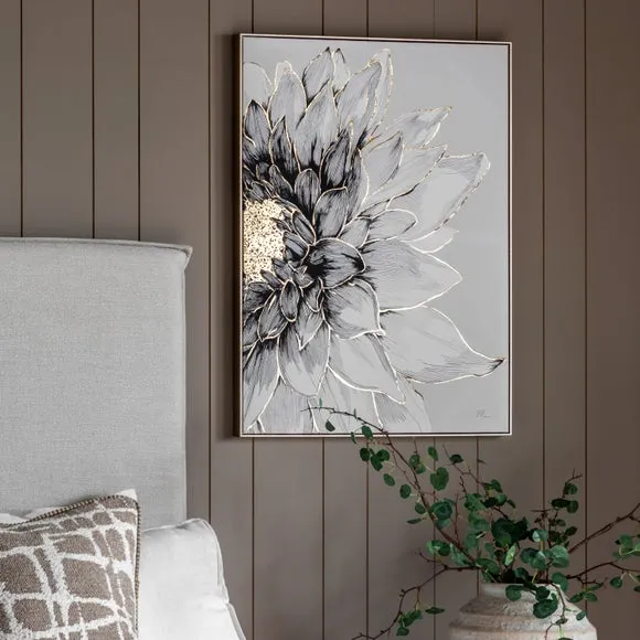 Cedar and Sage Floral Dahlia Study Framed Canvas