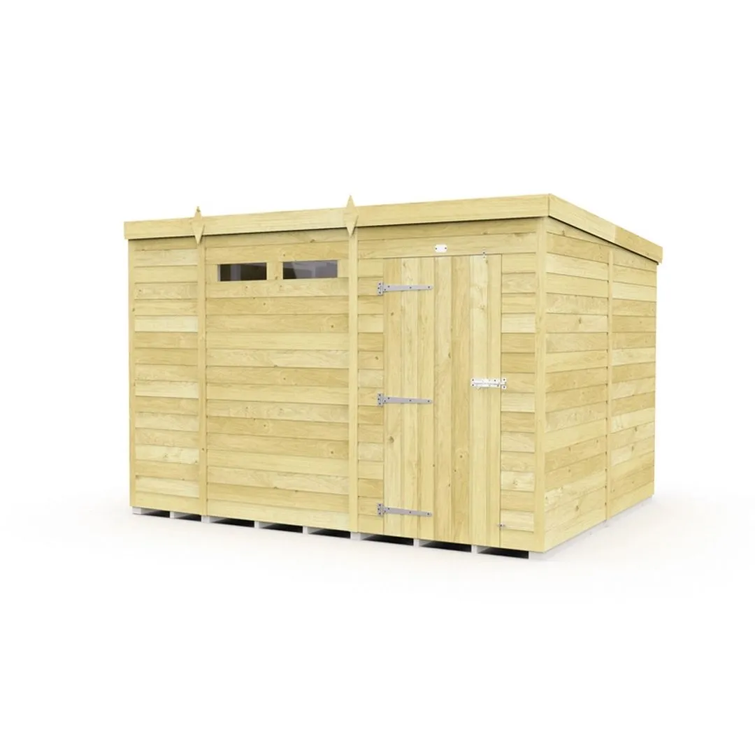 Buttercup Farm 10 x 8 Feet Pent Security Shed - Single Door - L231 x W302 x H201 cm in Brown