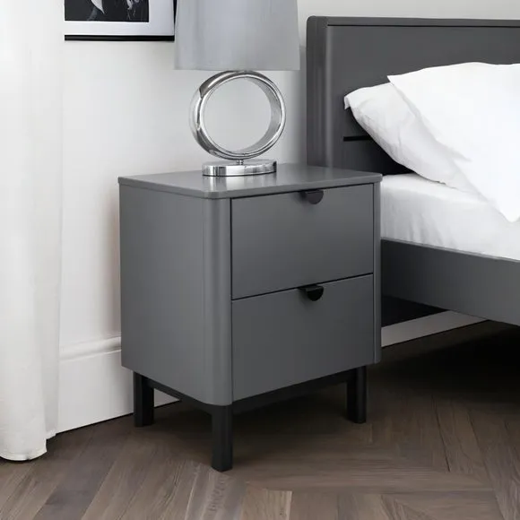 Chloe 2 Drawer Bedside Table, Grey