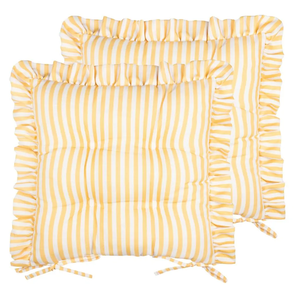 Wylder Millie Ruffle 2 Pack Indoor/Outdoor Seat Pads in Yellow 2