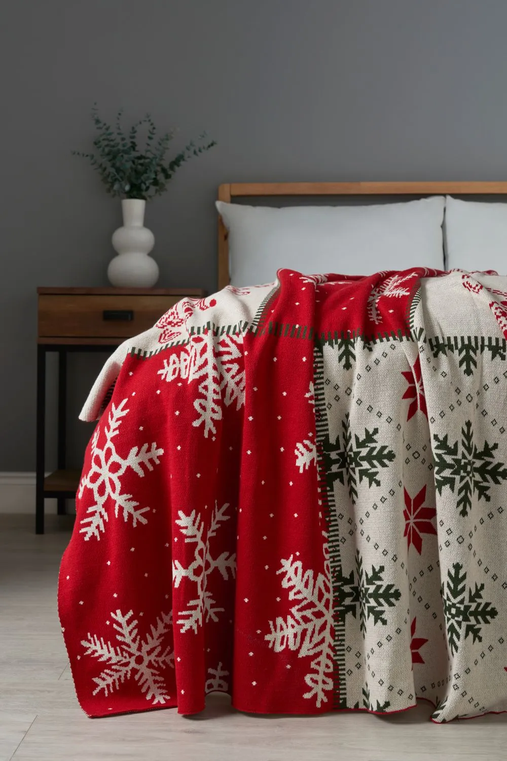 BHS Christmas Patchwork Throw in Red