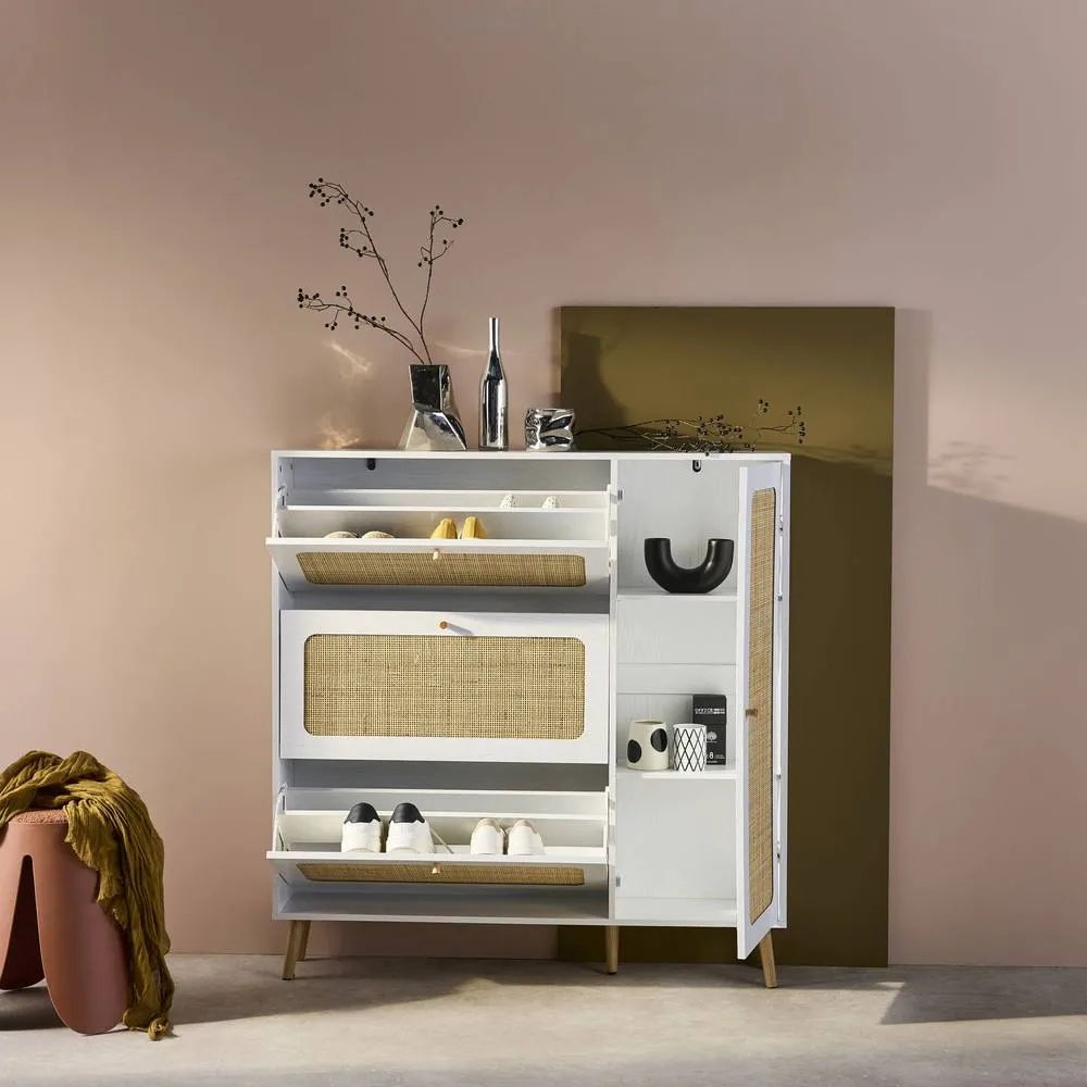 sweeek Canework shoe cabinet with 3 drawers in Off-White 5