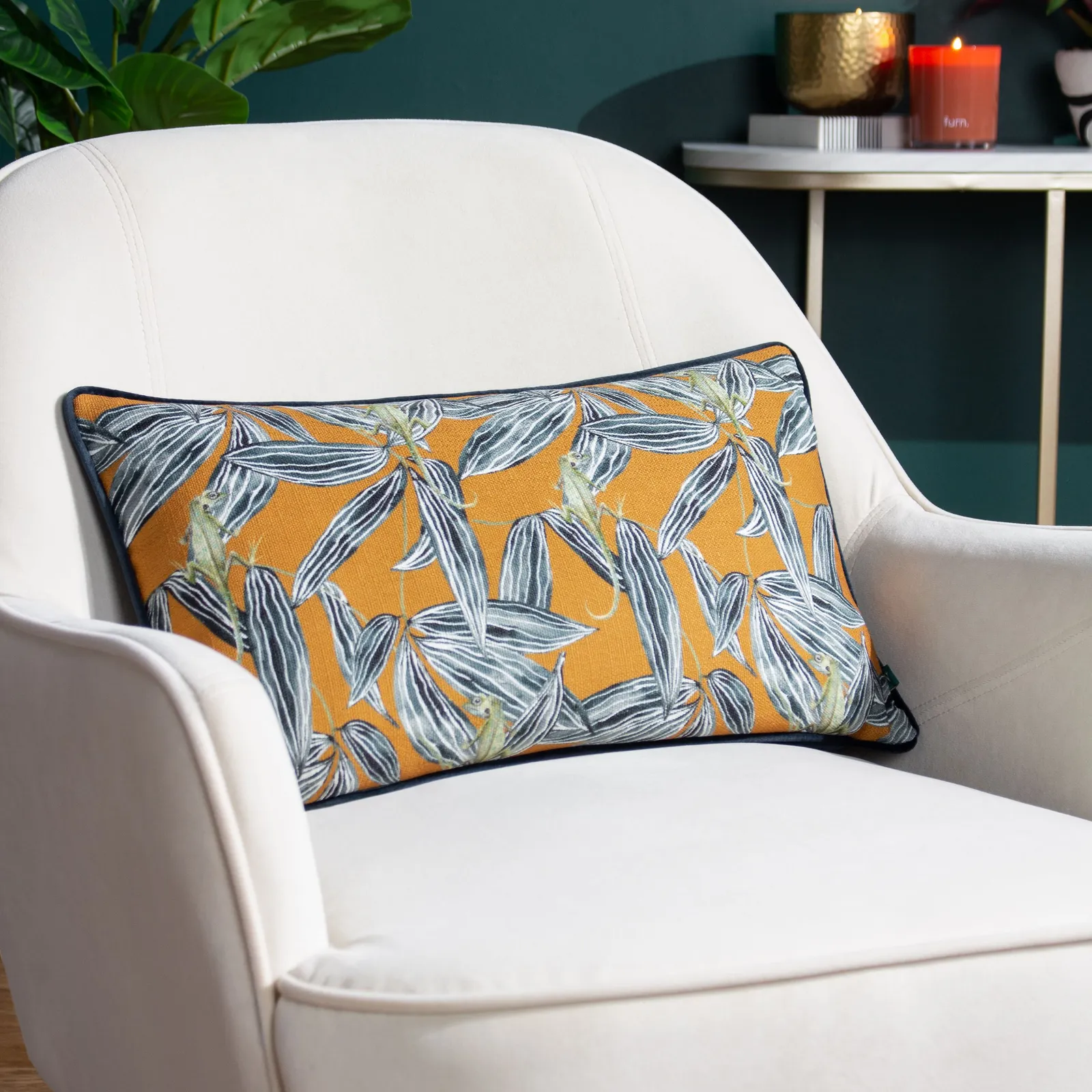 Wylder Tropics Ebon Wilds Nkiru Piped Cushion in Yellow