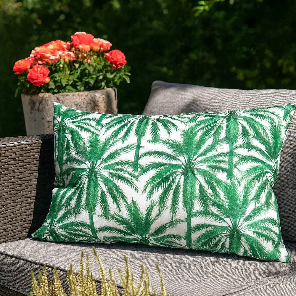 Voltico Palm Tree Pattern Garden Filled Cushion 60 × 40 cm in Green