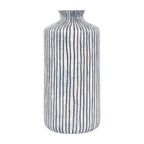 Bude Blue & White Stripe Stoneware Vase 2