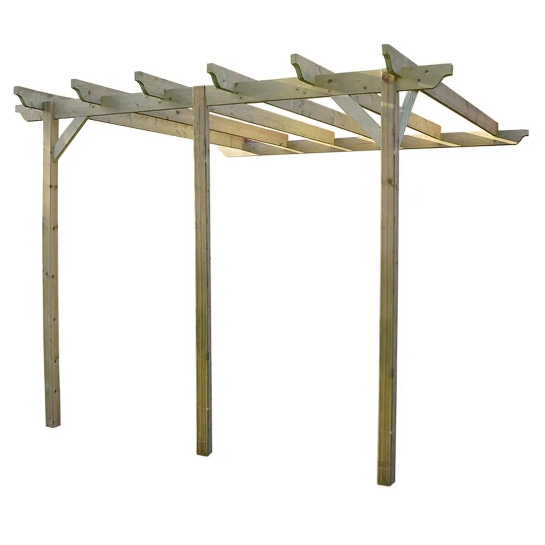 Rutland County Garden Furniture Ltd Wall Mounted Garden Pergola 3 Post, L480 x W480 x H270 cm, Light Green