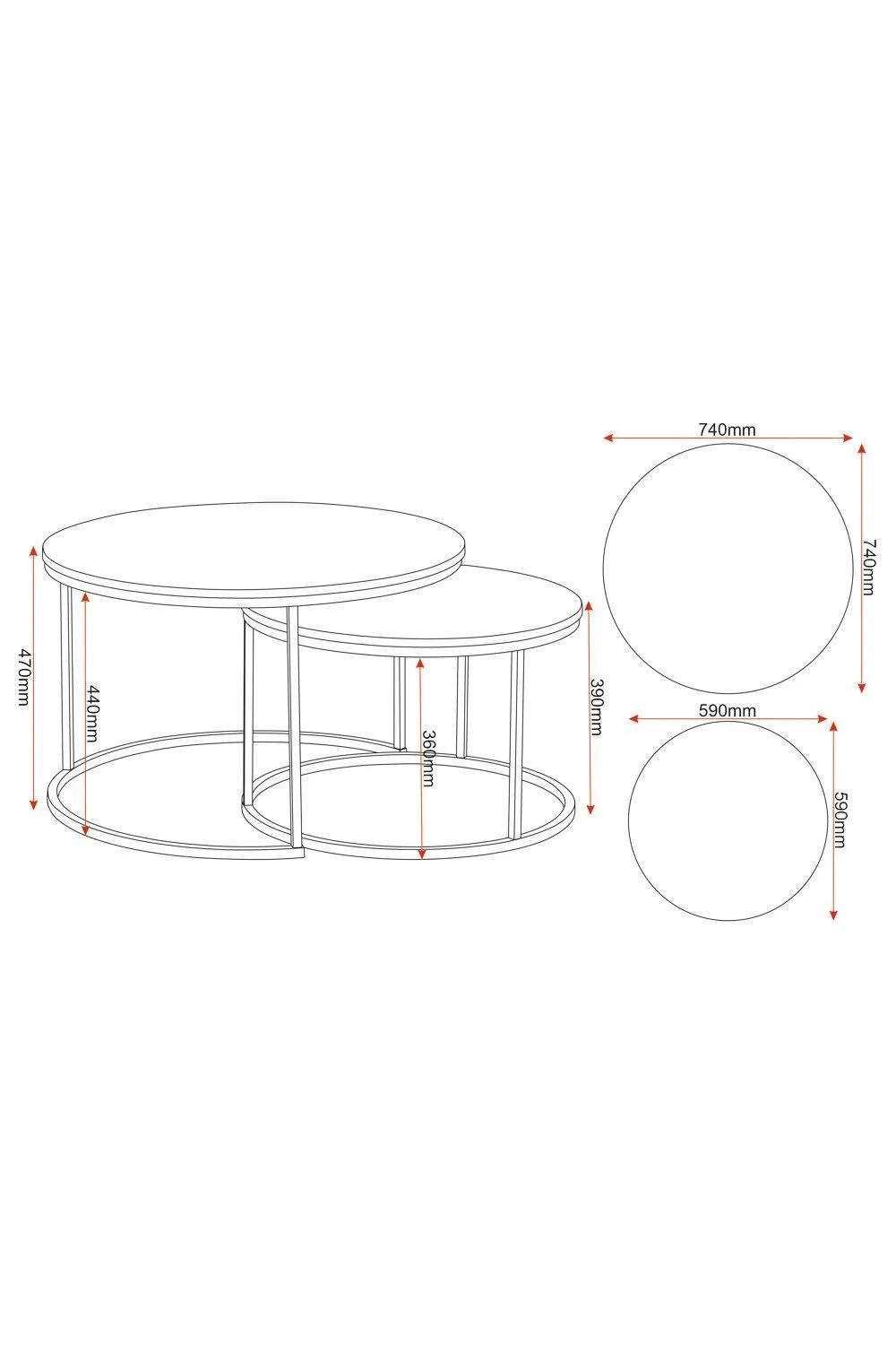 Seconique Dallas Round Coffee Table Set in White 6
