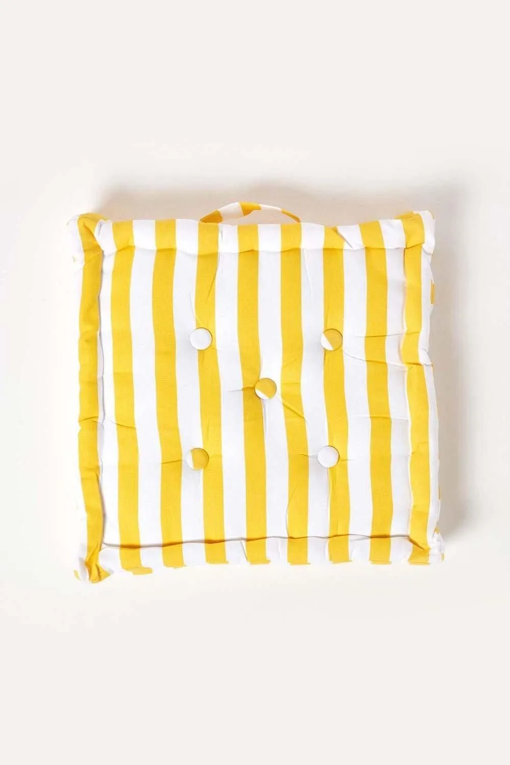 Homescapes Cotton Thick Stripe Floor Cushion in Yellow 3