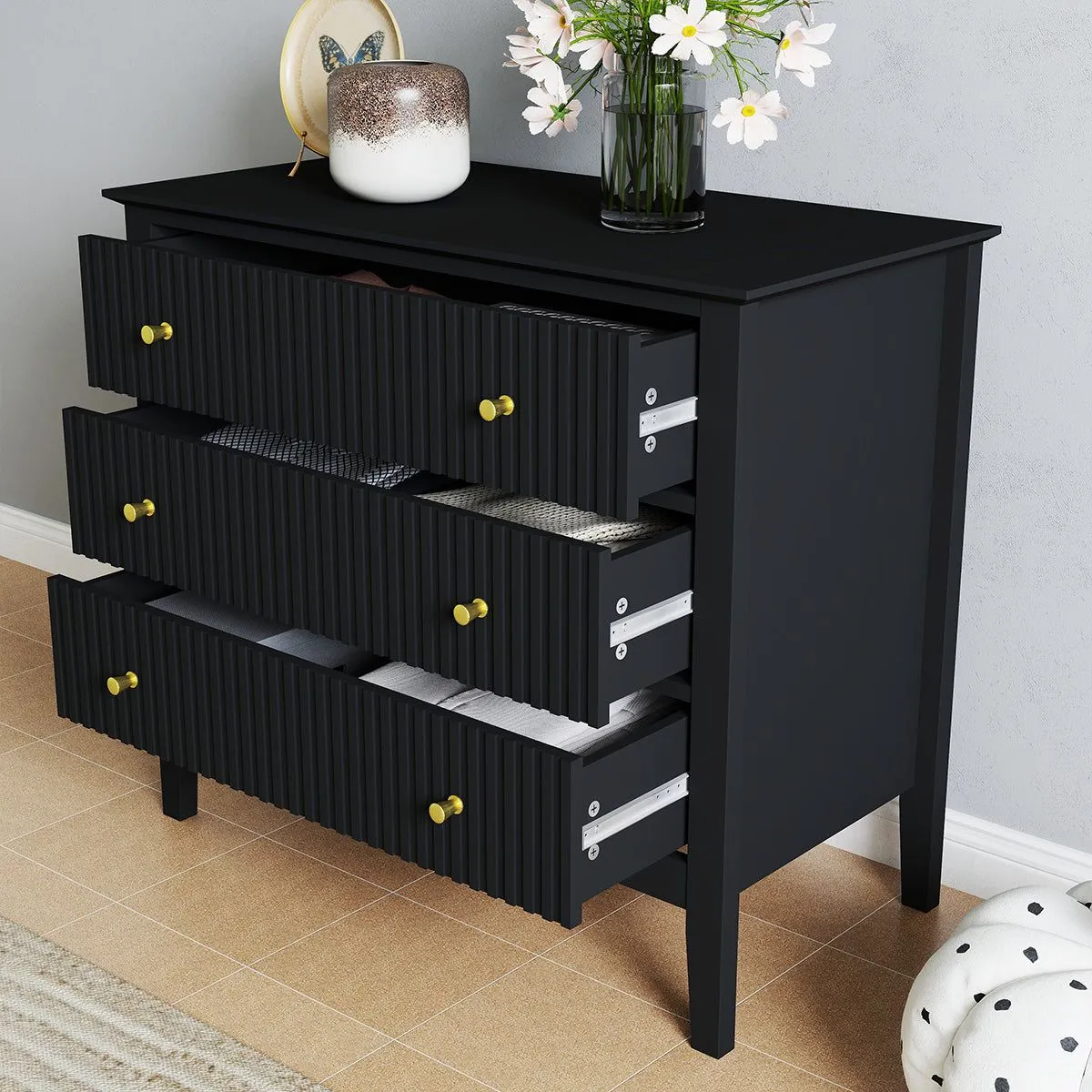 Melody Maison 3 Drawer Chest Of Drawers - Hales Black Range 5