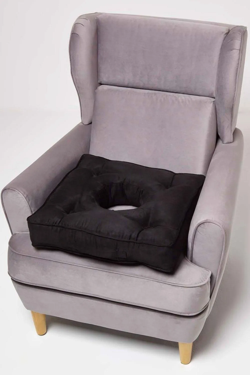 Homescapes Faux Suede Coccyx Cushion in Black 6