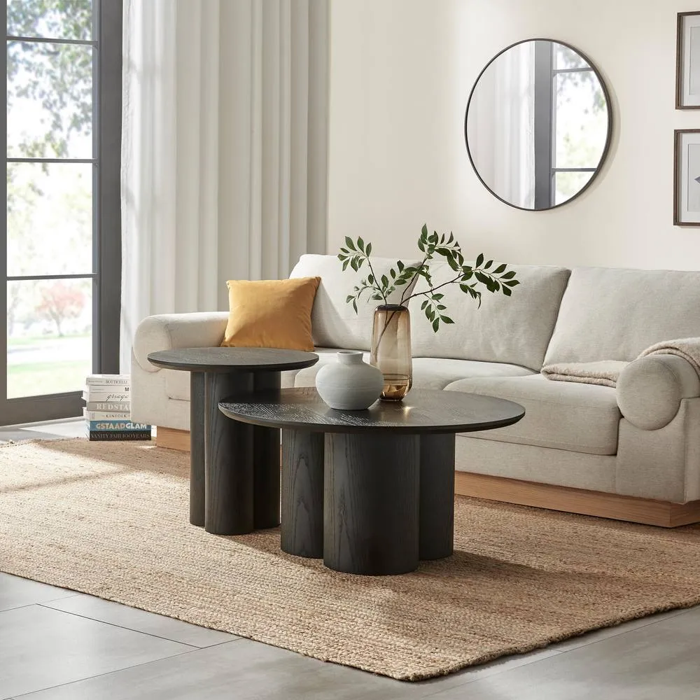FurnitureboxUK Sutton Round Black Veneer Wood Coffee Table 4