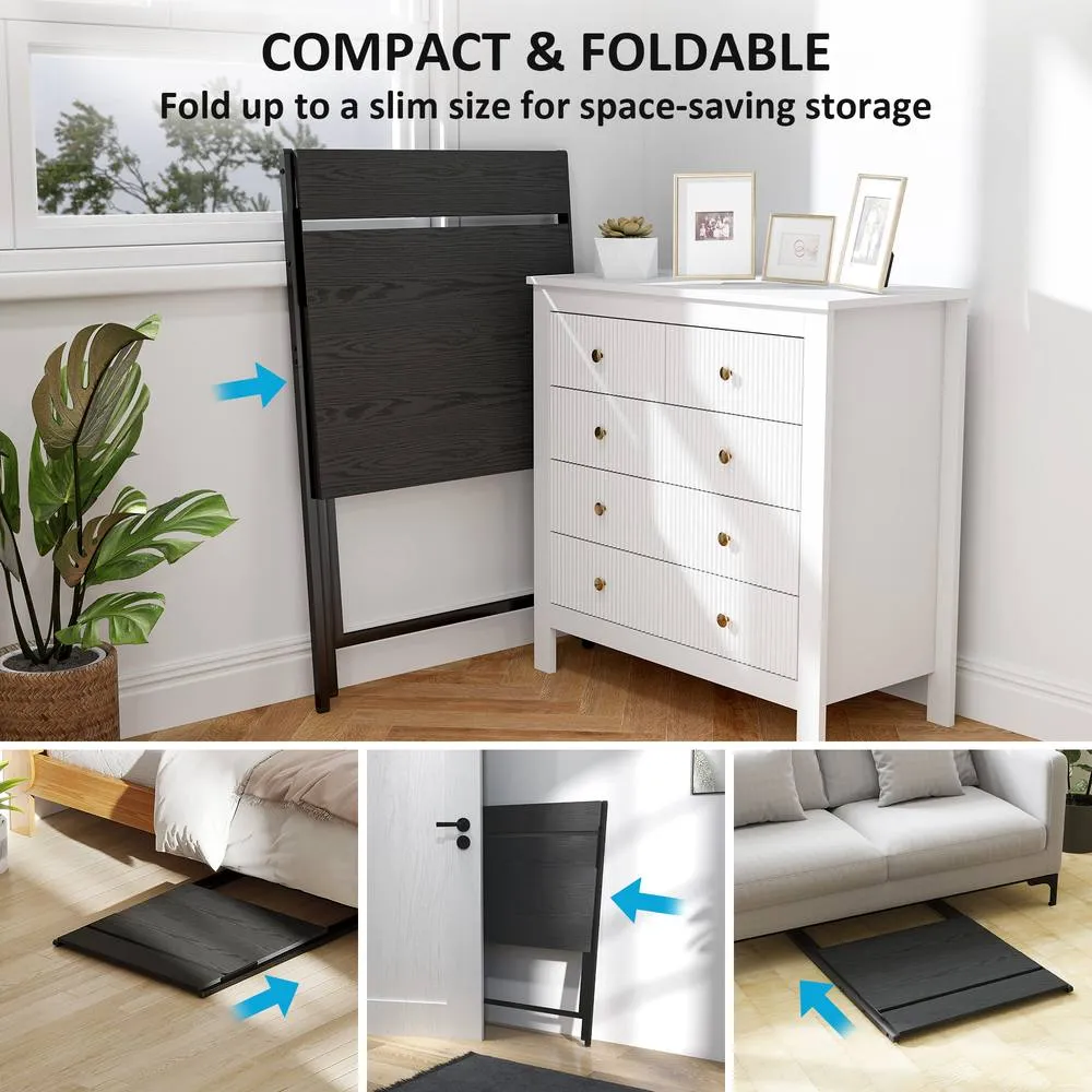 HOMCOM 70 cm Folding Computer Desk for Small Spaces Bedroom, Black 4