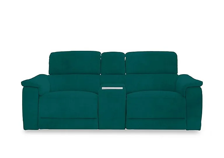 Genius Fabric 2 Seater Power Recliner Media Sofa with Power Headrest, Power Lumbar and Heated Seats - Opulence Teal