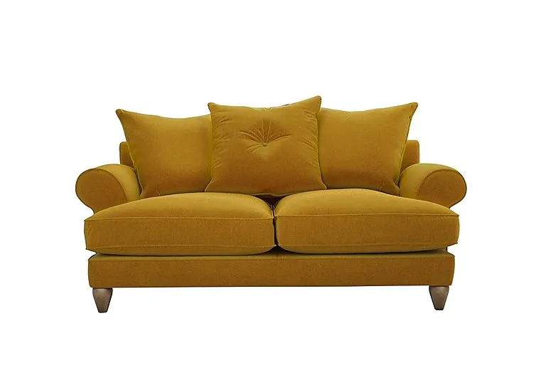 Bronwyn 2.5 Seater Fabric Scatter Back Fibre Fill Sofa With Washed Oak Feet - Golden Spice