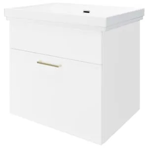 Wickes Haven Matt White Wall Hung Vanity Unit & Haven Basin - 579 x 600mm