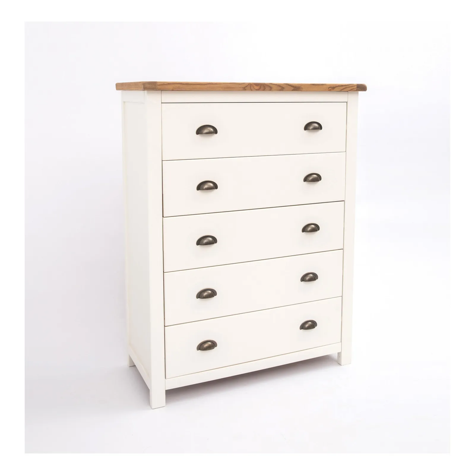 Cabinet Bits Lovere 5 Drawer Chest of Drawers Brass Cup Handle in Off-White 3