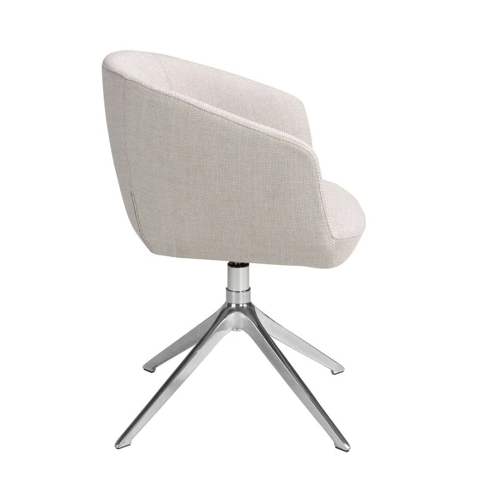 Angel Cerda Light Grey Fabric Swivel Dining Chair, Chrome Legs 6
