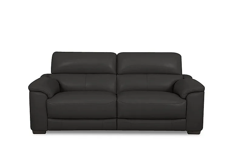 Nova Leather 3 Seater Power Recliner Sofa with Power Headrests - Classic Black