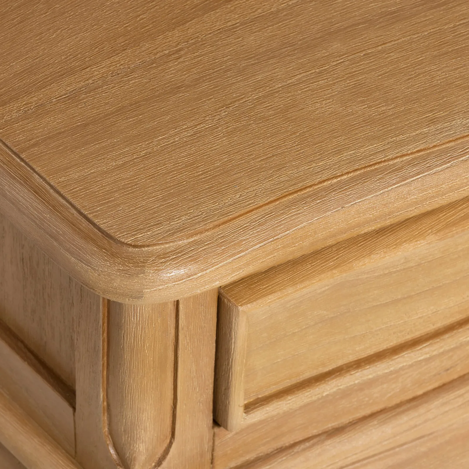 Cecile 1 Drawer Curved Leg Bedside Table, Neutral Wood | Barker & Stonehouse 4