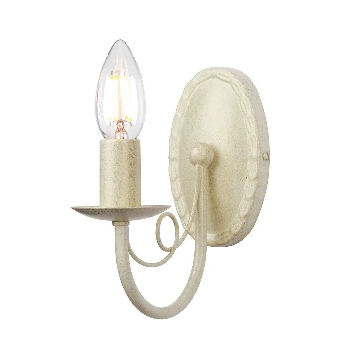 Netlighting Minster 1 Light Indoor Candle Wall Light Gold Ivory E14 in White