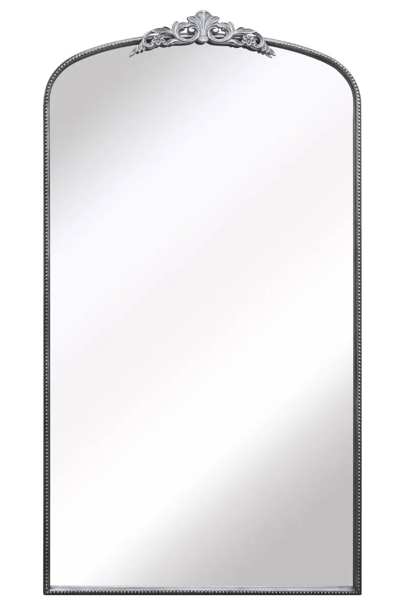 MirrorOutlet Silver Metal Framed Arched Wall Mirror 68" X 38" (174CM X 96CM) 3