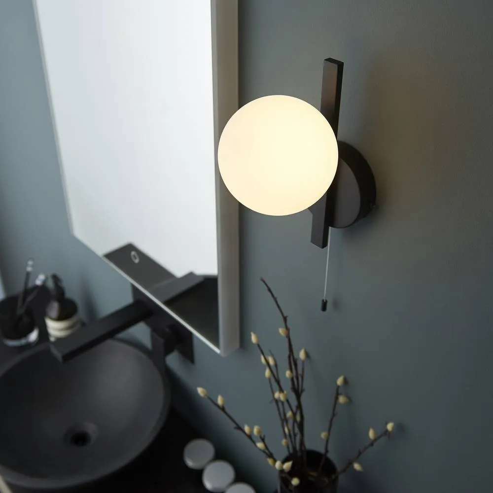 Netlighting Spa Bathroom Wall Lamp Matt Black Matt Opal Glass 3