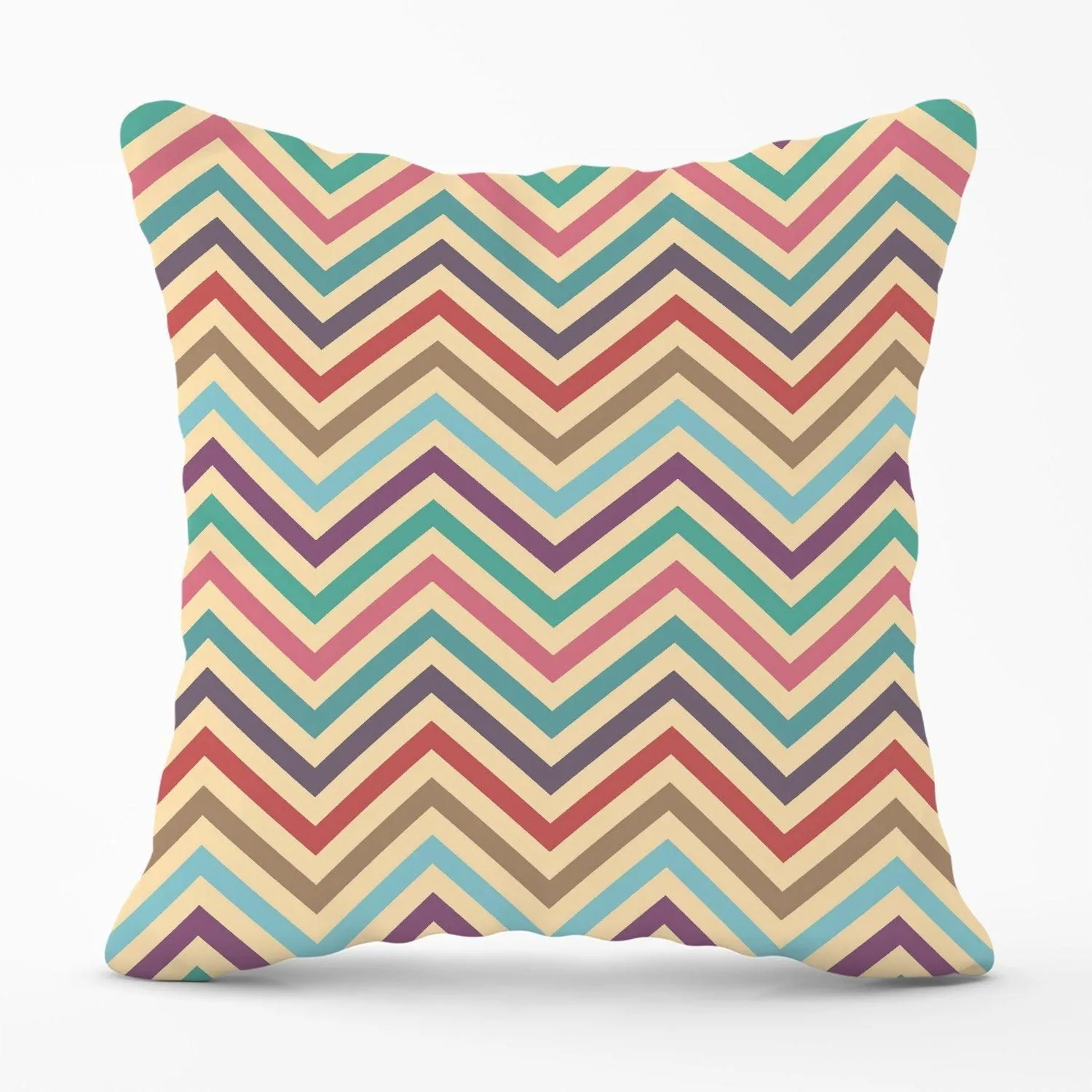 Warren Reed - Designer Geometric Vintage Colored Chevron Pattern Outdoor Cushion in Green