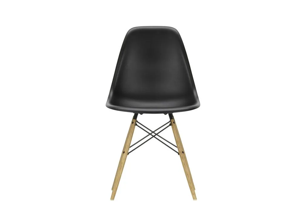 Vitra Eames DSW Side Chair New Height Deep Black Dark Maple Base 1