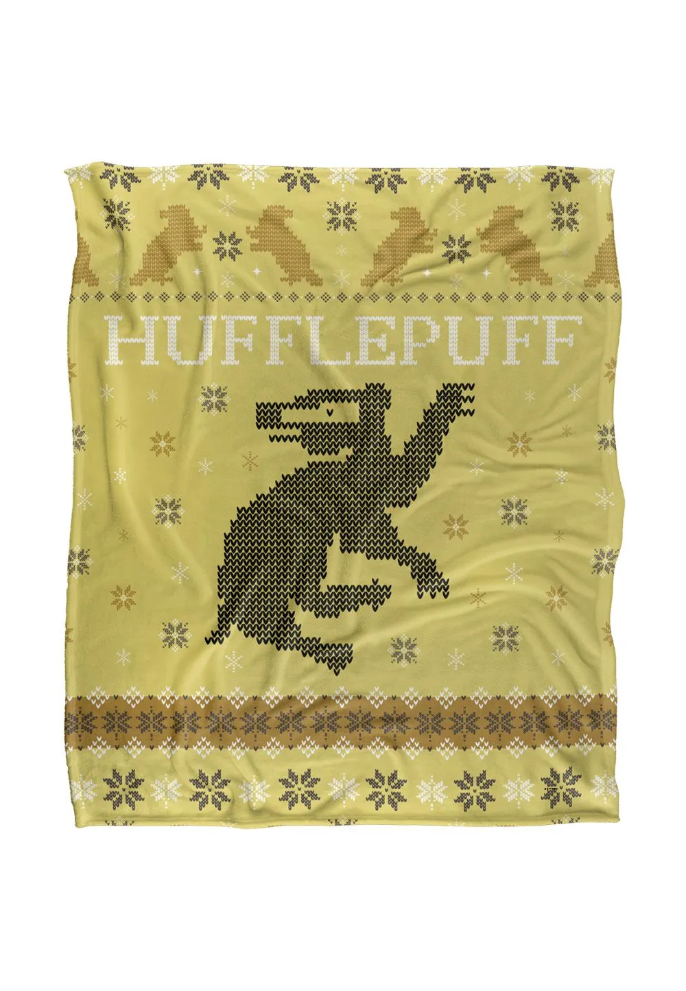 Harry Potter Blanket, 152x127 cm Hufflepuff Ugly Christmas Sweater Silky Touch Super Soft Throw Blanket in White