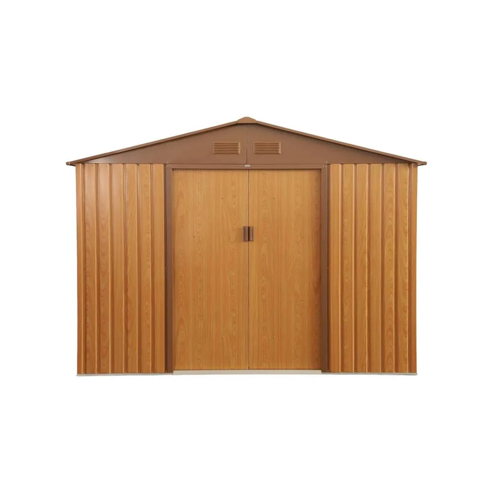 sweeek 8.84 m² metal garden storage shed in Brown 4