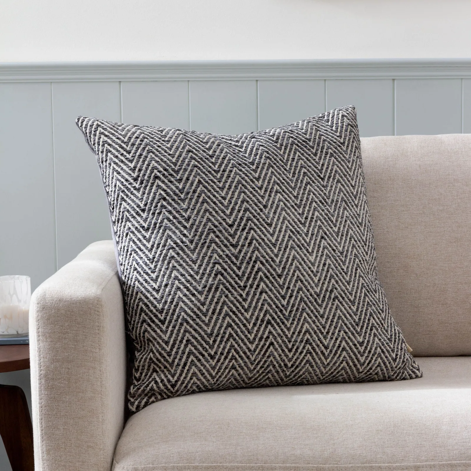 Wylder Croft Twill Woven Cushion in Grey 1