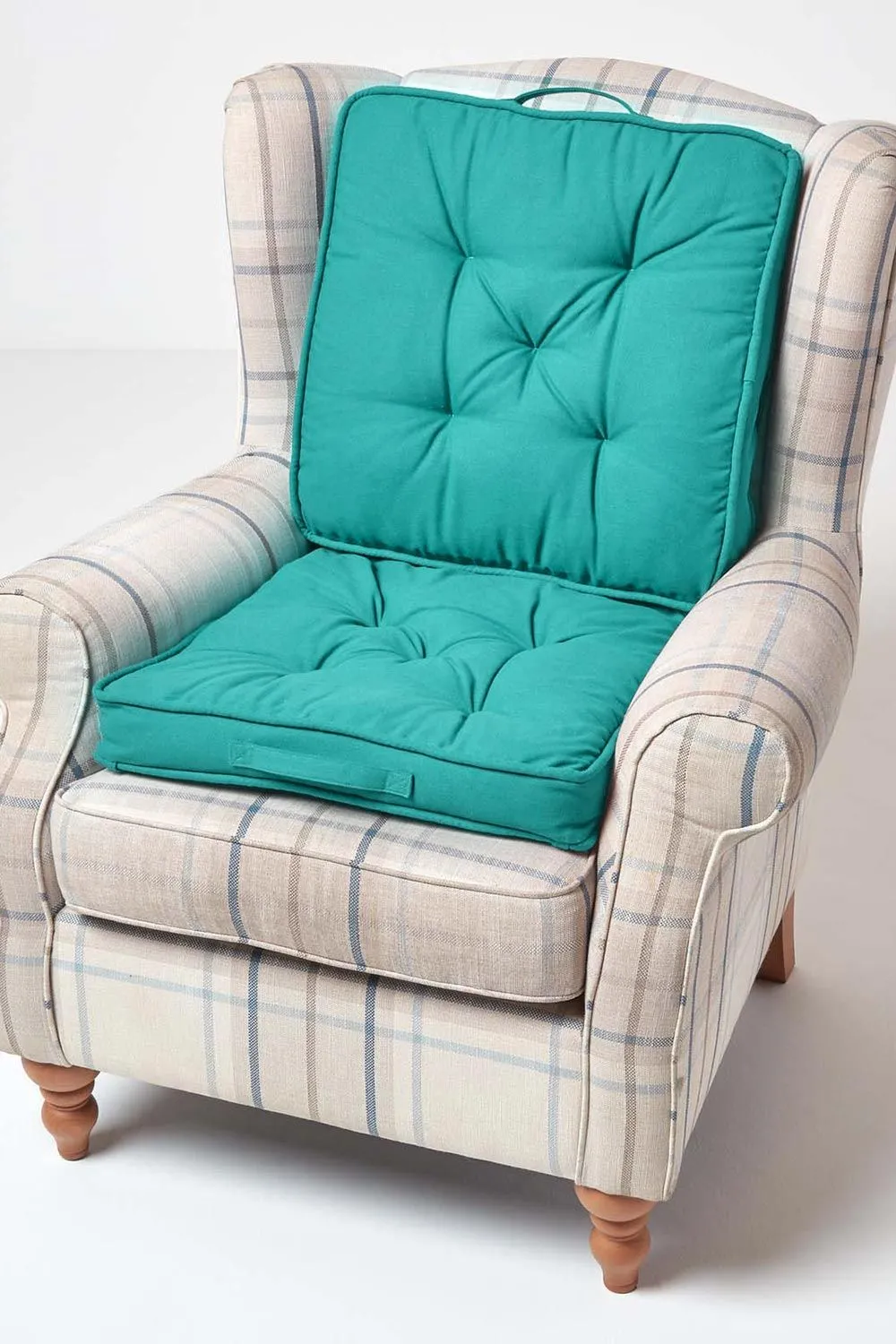 Homescapes Cotton Travel Support Booster Cushion in Teal 6