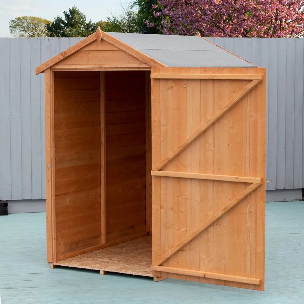Shires Overlap 3 x 5' Single Door Dip Treated Shed - OSB L161.8xW99xH183.4cm in Brown 4