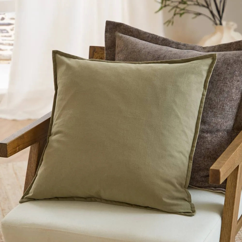 Yard Slub Cotton Cushion in Green 1