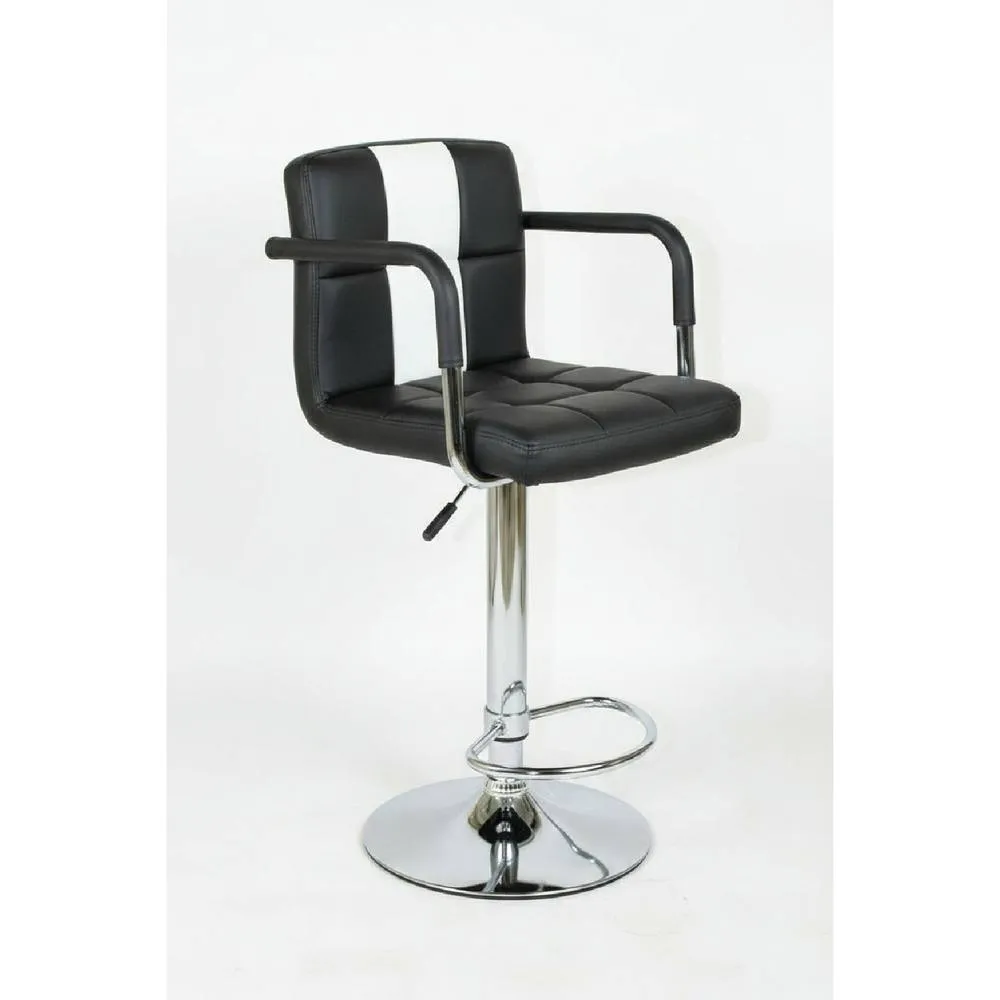 netfurniture Pair Boton Retro Diner Bar Stools Black White Height Adjustable