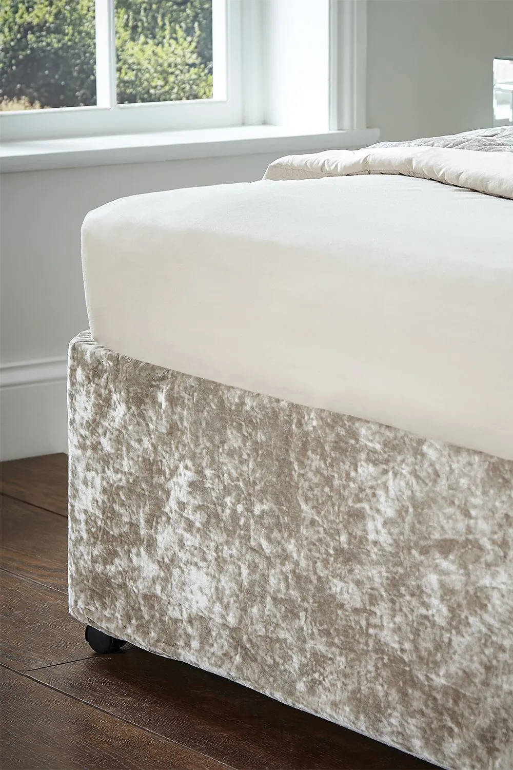 Catherine Lansfield 'Crushed Velvet' Divan Base Wrap in Silver 2