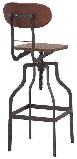 netfurniture Epic Bar Stool Industrial Stool Wood Height Adjustable in Brown 2