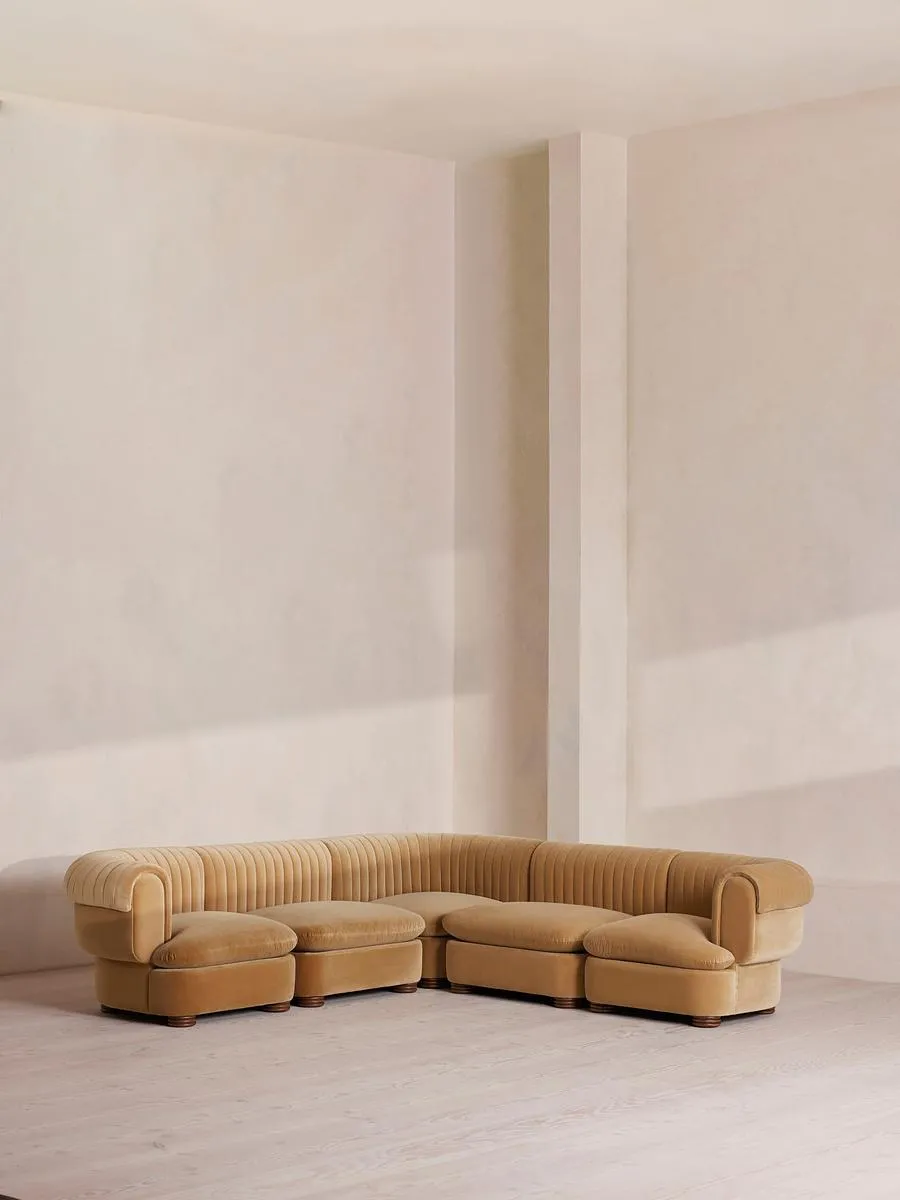 Rava Modular Sofa, Corner Sofa, Velvet, Camel