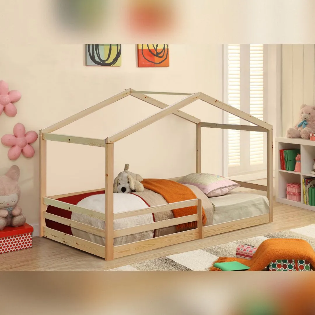 Comfy Living Ltd 3ft Wooden House Bed in Natural