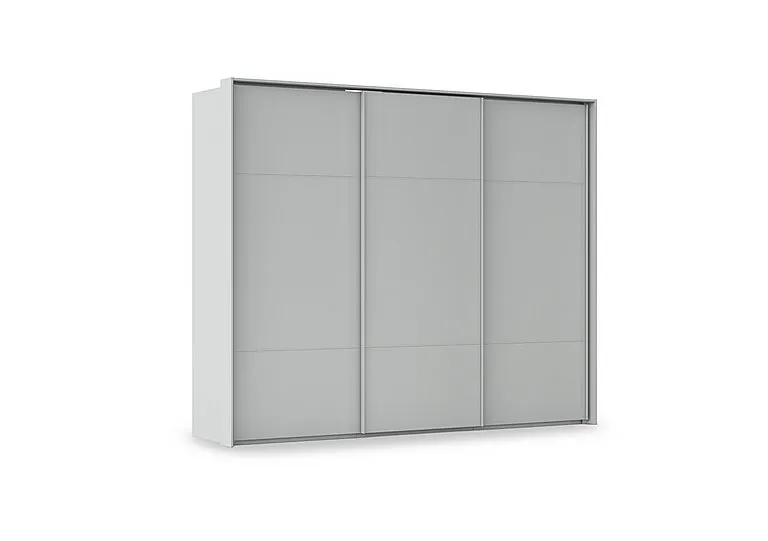 Haven 280cm 3 Door Slider Wardrobe with Décor Doors - Silk Grey/Silk Grey Front
