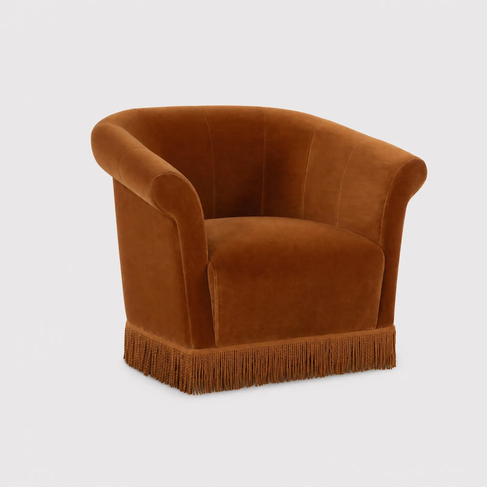 Lilou Trumpet Armchair With Fringe, Red Velvet | Barker & Stonehouse