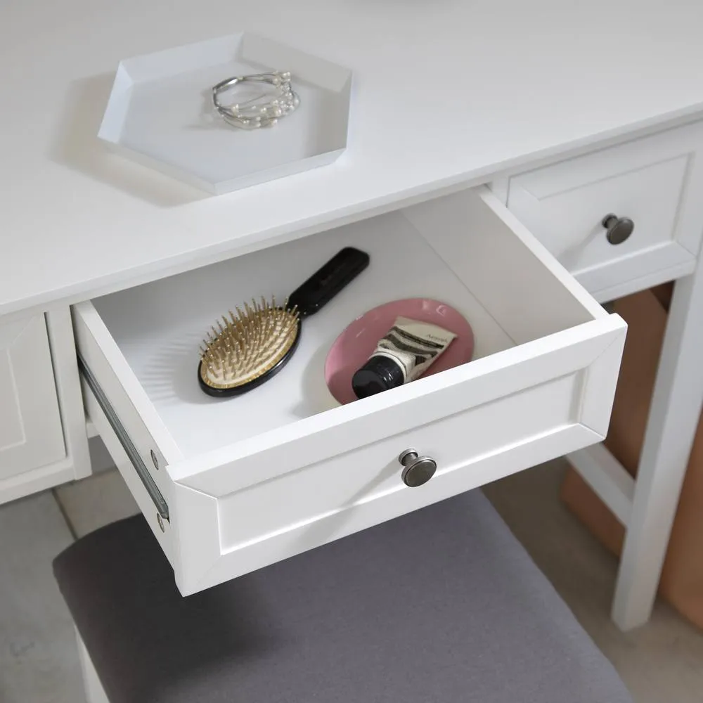 Nöa and Nani Karlstad Dressing Table with Drawers and Stool in White 4