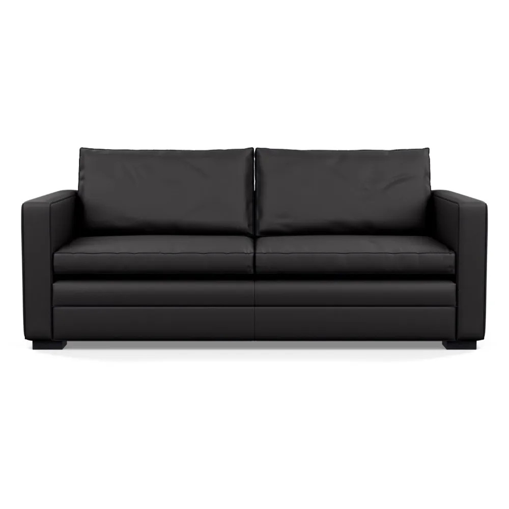 Heal's Palermo 3 Seater Sofa Leather Grain Graphite 063 Black Feet 1