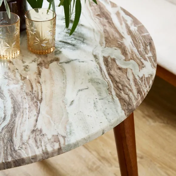 Thea Round Dining Table, Marble and Mango Wood 3